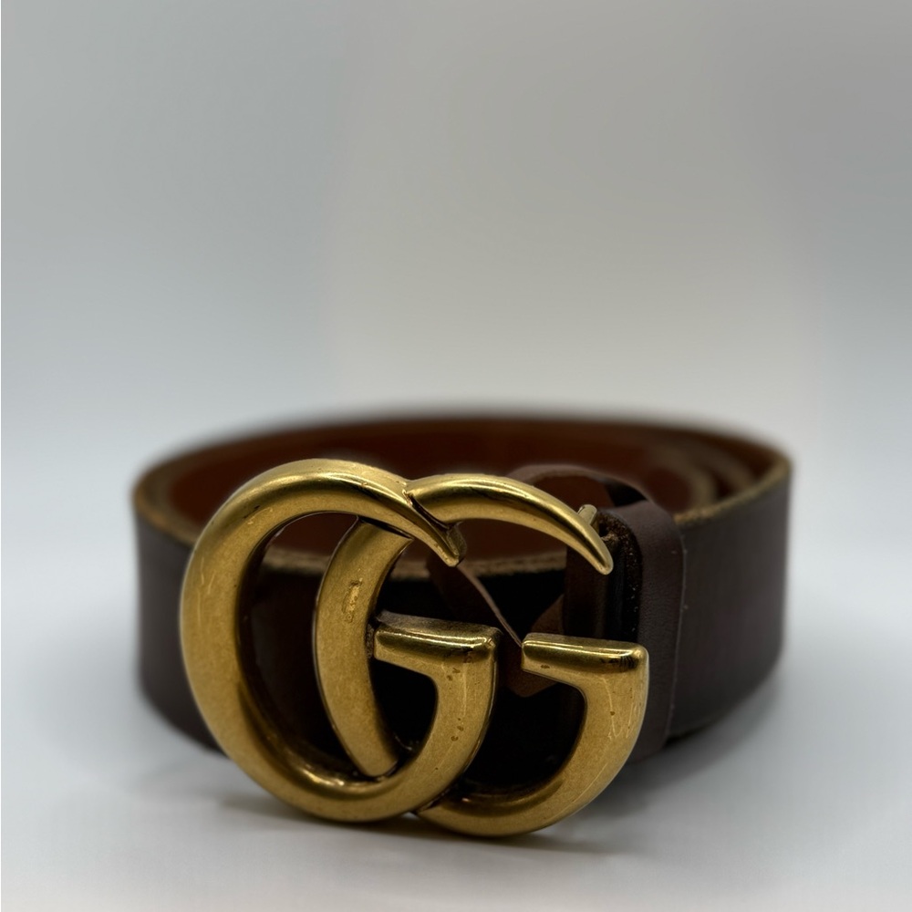 Gucci Brown Belt with Gold GG Buckle